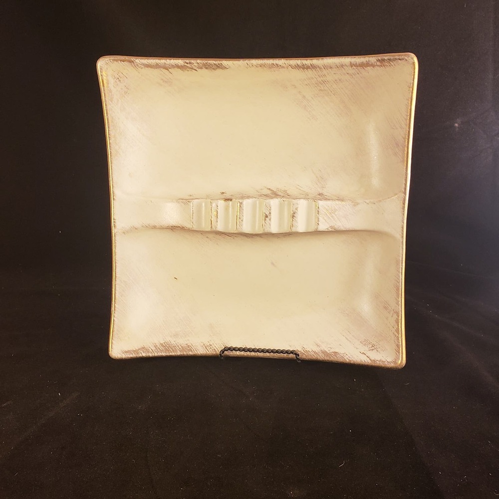 Vintage Royal Haeger Gold Tweed Ashtray 10.5" Square